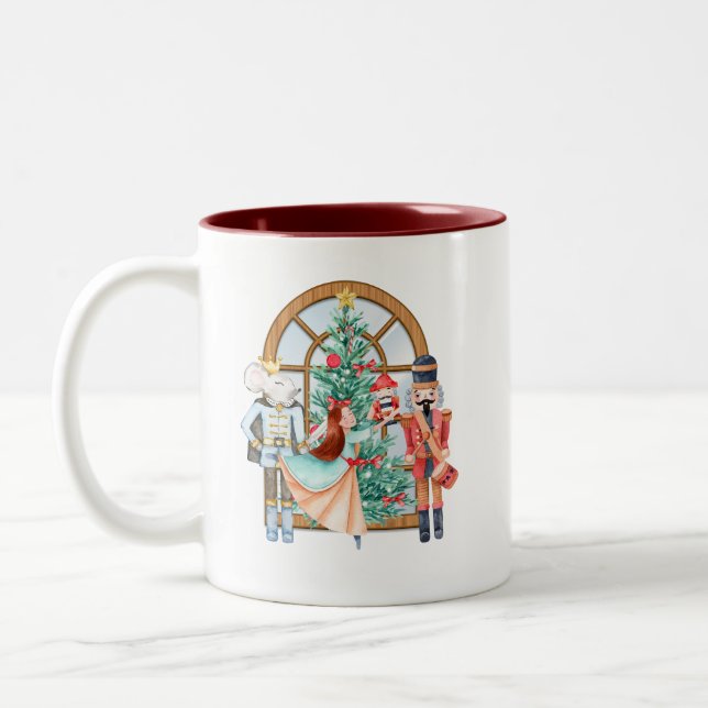 Christmas Nutcracker Ballerina Mouse King  Two-Tone Coffee Mug (Left)
