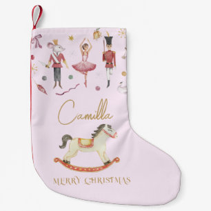 Christmas Nutcracker Ballerina Rocking Horse Kids Small Christmas Stocking