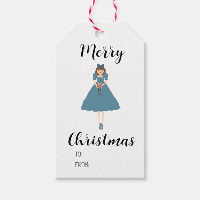 Christmas Nutcracker Ballet Clara Gift Tag (Front)