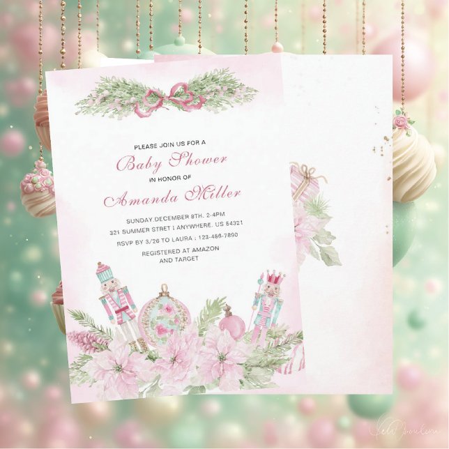 Christmas Nutcracker Ballet Pink watercoInvitation Invitation (Creator Uploaded)