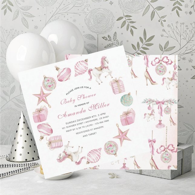 Christmas Nutcracker Ballet Pink watercoInvitation Invitation (Creator Uploaded)