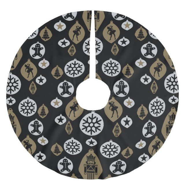 Christmas Nutcracker Baubles Brushed Polyester Tree Skirt (Front)