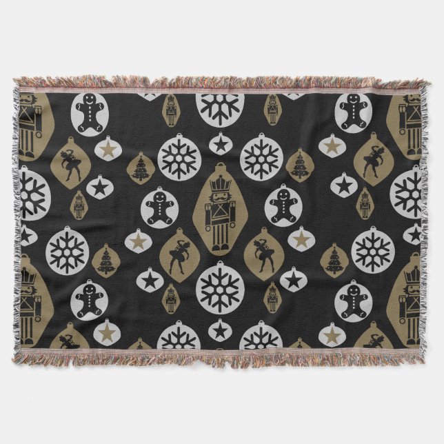 Christmas Nutcracker Baubles Throw Blanket (Front)