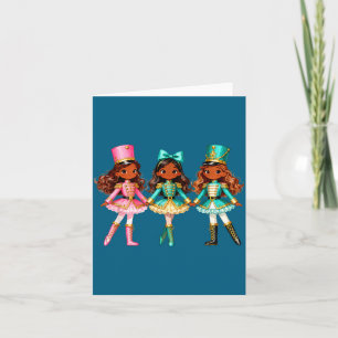 Christmas Nutcracker Black Girls Kids Festive Xmas Card