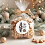 Christmas Nutcracker Candy Cane Christmas Wishes Classic Round Sticker<br><div class="desc">A charming sticker adorned with a festive Christmas nutcracker,  a candy cane,  and Christmas wishes is perfect for sipping Hot Cocoa by the fire.</div>