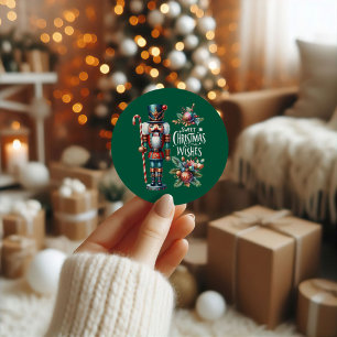 Christmas Nutcracker Candy Cane Christmas Wishes  Classic Round Sticker
