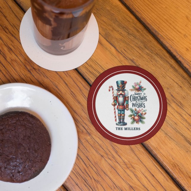 Christmas Nutcracker Candy Cane Christmas Wishes Coaster (Creator Uploaded)