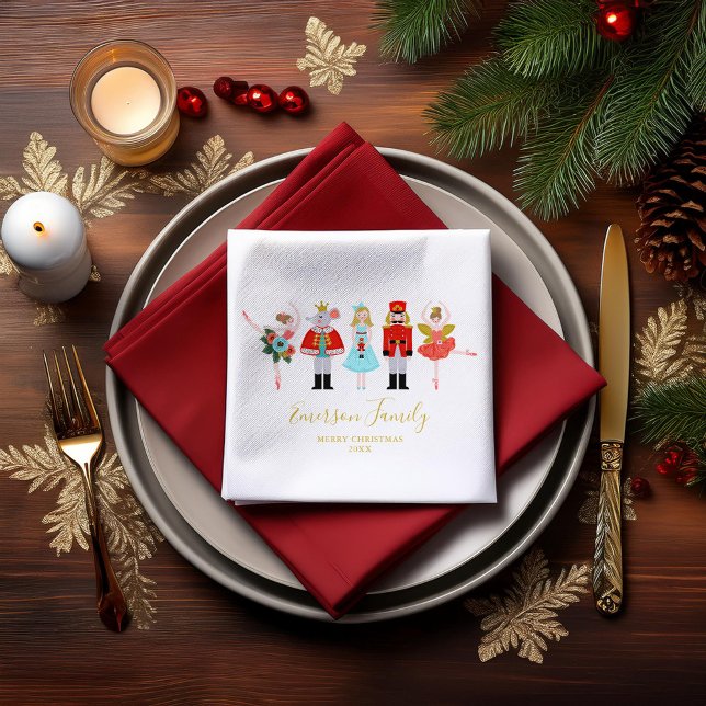 Christmas Nutcracker Character Illustrations Napkin (Creator Uploaded)