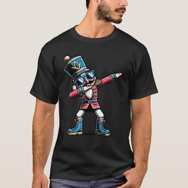 Christmas Nutcracker Dabbing Boys Santa Xmas Funny T-Shirt (Front)