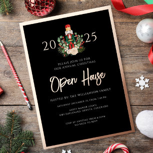 Christmas Nutcracker Family Party Script Gold Foil Holiday Card
