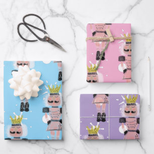 Christmas Nutcracker Figures Hand Drawn Multi Wrapping Paper Sheet