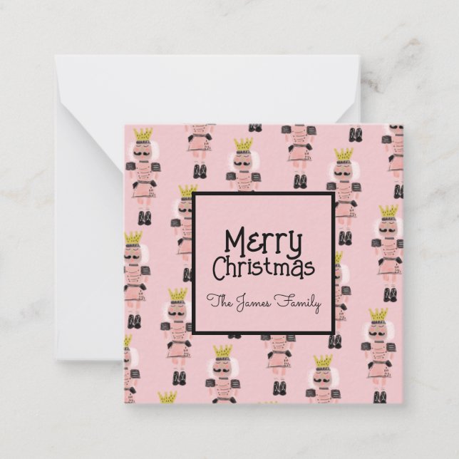 Christmas Nutcracker Hand Drawn Pink Soldier  Card (Front)