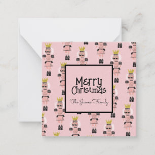 Christmas Nutcracker Hand Drawn Pink Soldier  Card