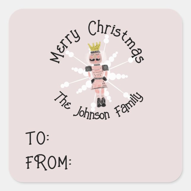 Christmas Nutcracker Handdrawn Pink Soldier Doodle Square Sticker (Front)