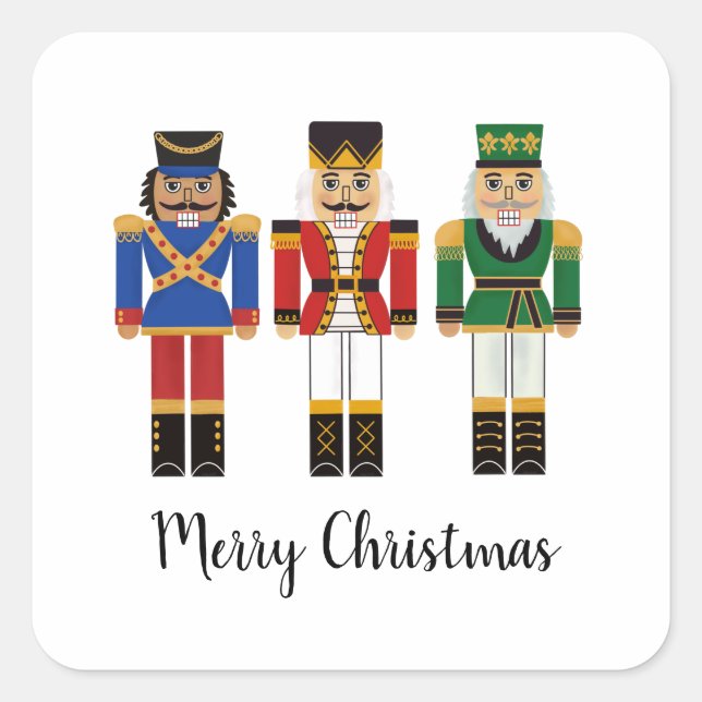Christmas Nutcracker Holiday Square Sticker (Front)