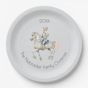 Christmas Nutcracker Horse Watercolor Paper Plate