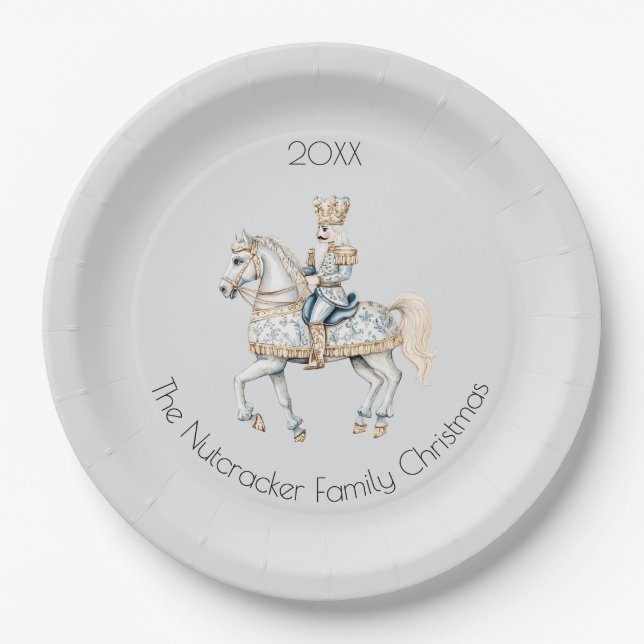 Christmas Nutcracker Horse Watercolor Paper Plate (Front)