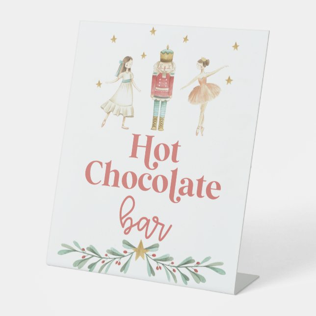 Christmas Nutcracker Hot Chocolate Bar Pedestal Sign (Front)