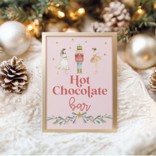 Christmas Nutcracker Hot Chocolate Bar Pink Poster