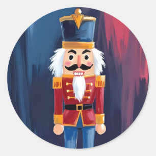 Christmas Nutcracker Merry Christmas Watercolor Classic Round Sticker
