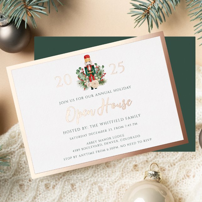 Christmas Nutcracker Open House Holiday Rose Gold (Christmas Nutcracker Open House Holiday Rose Gold Foil Invitation)