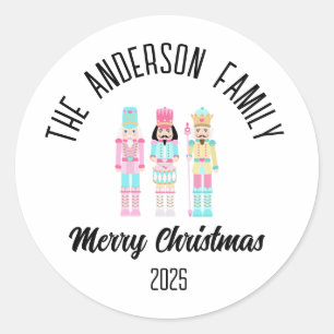 Christmas Nutcracker Pastel Personalised Name Classic Round Sticker