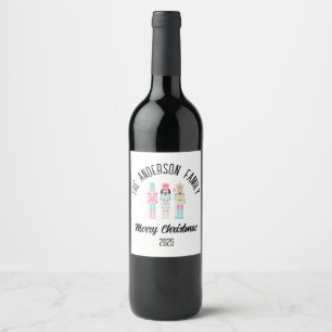 Christmas Nutcracker Pastel Personalised Name Wine Label