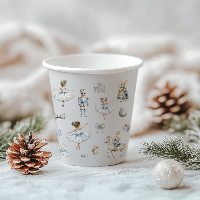 Christmas Nutcracker Pattern Watercolor Paper Cups (Creator Uploaded)