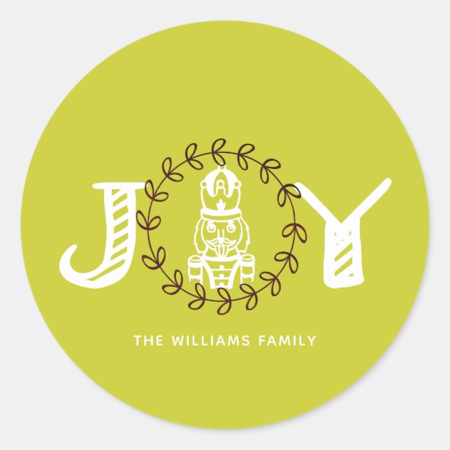 Christmas Nutcracker Personalised Joy Classic Round Sticker (Front)
