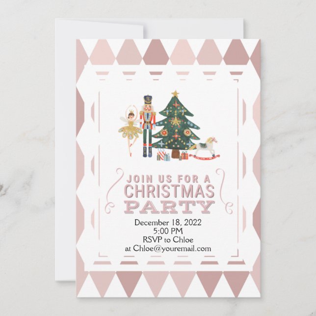 Christmas Nutcracker Pink Shapes Invitation (Front)