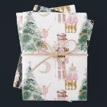 Christmas Nutcracker pink winter wonderland  Wrapping Paper Sheet<br><div class="desc">Christmas Nutcracker pink winter wonderland watercolour</div>