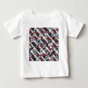 Christmas Nutcracker Plaid Blue Burgundy Baby T-Shirt