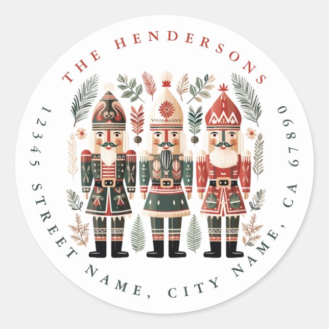 Christmas Nutcracker Round Stickers (Front)