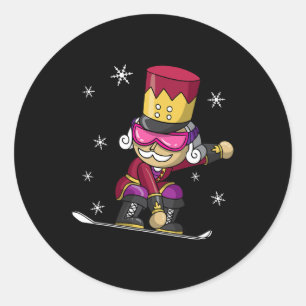 Christmas Nutcracker Snowboard Snowboarding Snowbo Classic Round Sticker