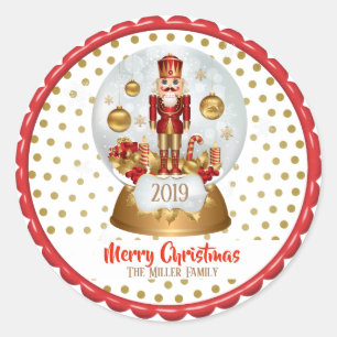 Christmas Nutcracker Snowglobe Classic Round Sticker