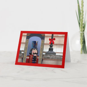 Christmas, Nutcracker Soldier at Palace, Red Bow Holiday Card