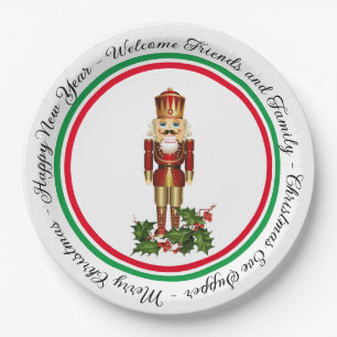 Christmas Nutcracker Soldier Personalize Words Paper Plate