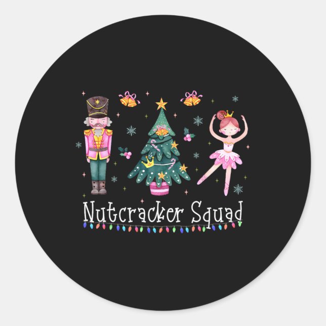 Christmas Nutcracker Squad Ballet Dance Women Kids Classic Round Sticker (Front)