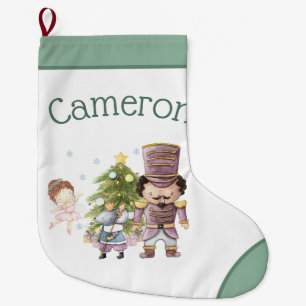 Christmas Nutcracker Sugar Plum Fairy & Mouse King Large Christmas Stocking