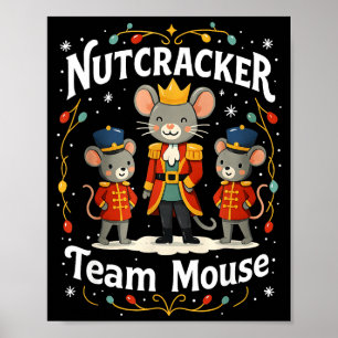 Christmas Nutcracker Team Mouse Funny Soldier Xmas Poster