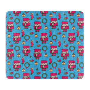 Christmas Nutcracker toy,Blue snowflake pattern Cutting Board