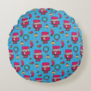 Christmas Nutcracker toy,Blue snowflake pattern Round Cushion