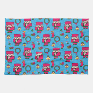Christmas Nutcracker toy,Blue snowflake pattern Tea Towel