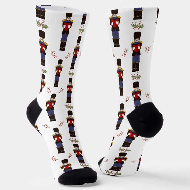 Christmas Nutcracker Toy Soldier Crew Socks (Angled)