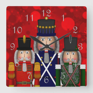 Christmas Nutcracker Trio-Square Wall Clock