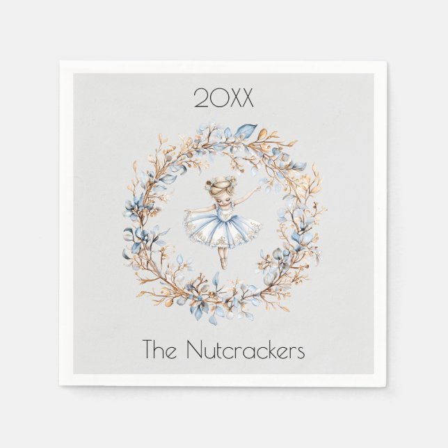 Christmas Nutcracker Watercolor Ballerina Napkin (Front)