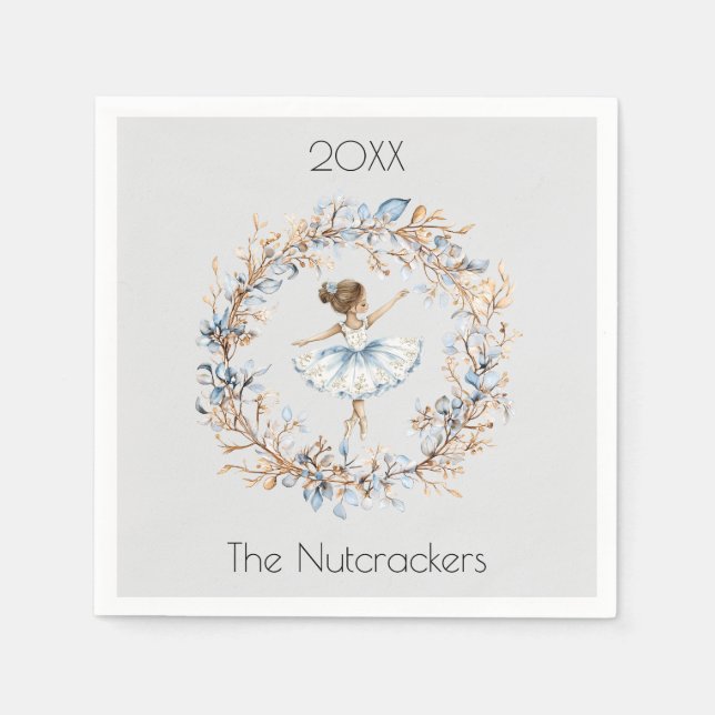 Christmas Nutcracker Watercolor Ballerina Napkin (Front)