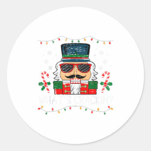 Christmas Nutcracker Whats Crackin Funny Xmas Men  Classic Round Sticker