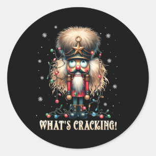 Christmas Nutcracker Whats Crackin Funny Xmas Men Classic Round Sticker