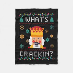 Christmas Nutcracker Whats Crackin Funny Xmas Men Fleece Blanket